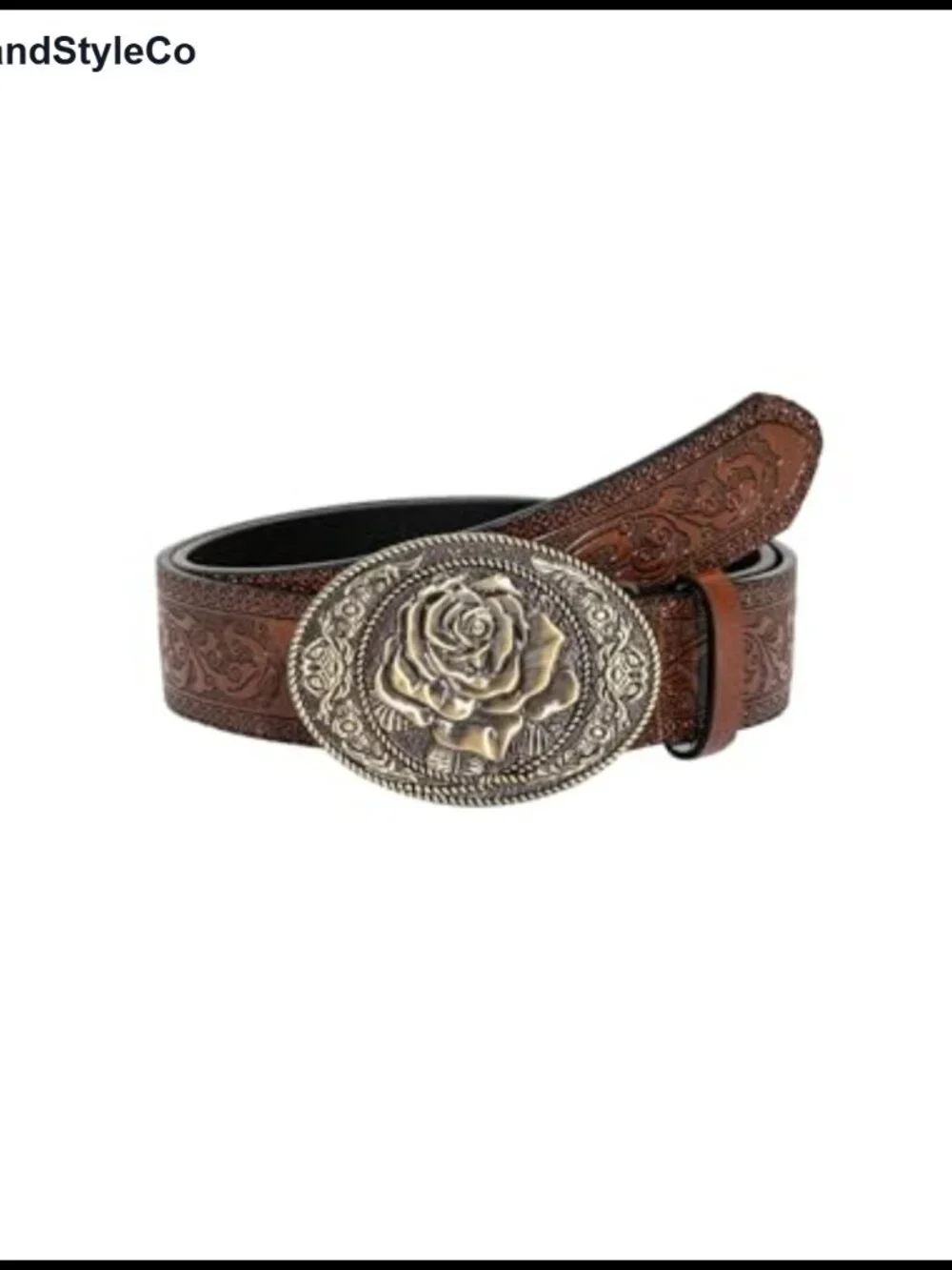 Vintage Western Cowgirl Belt PU Leather Floral Embossed